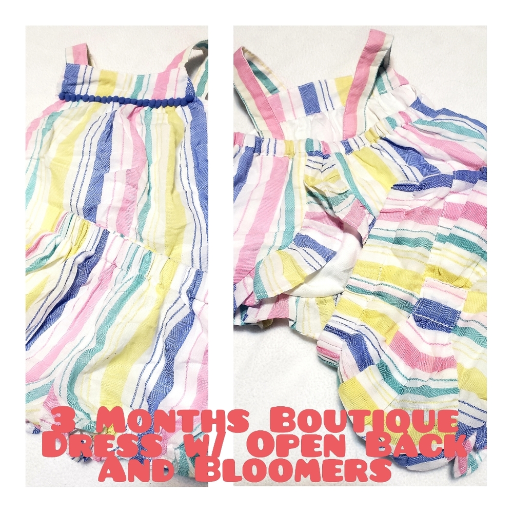 Pastel Striped Boutique Dress and Bloomers